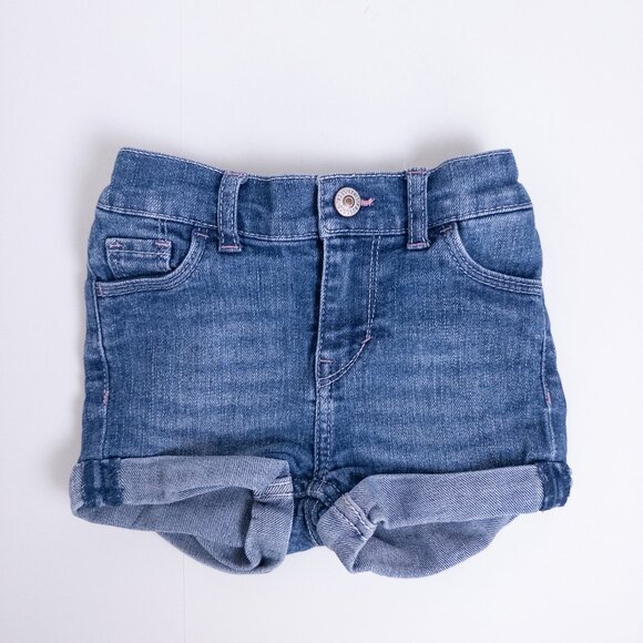 Levi's Shortie Shorty Short Pull On Heart Pocket Cuffed Shorts Blue Baby 24m - Picture 1 of 7